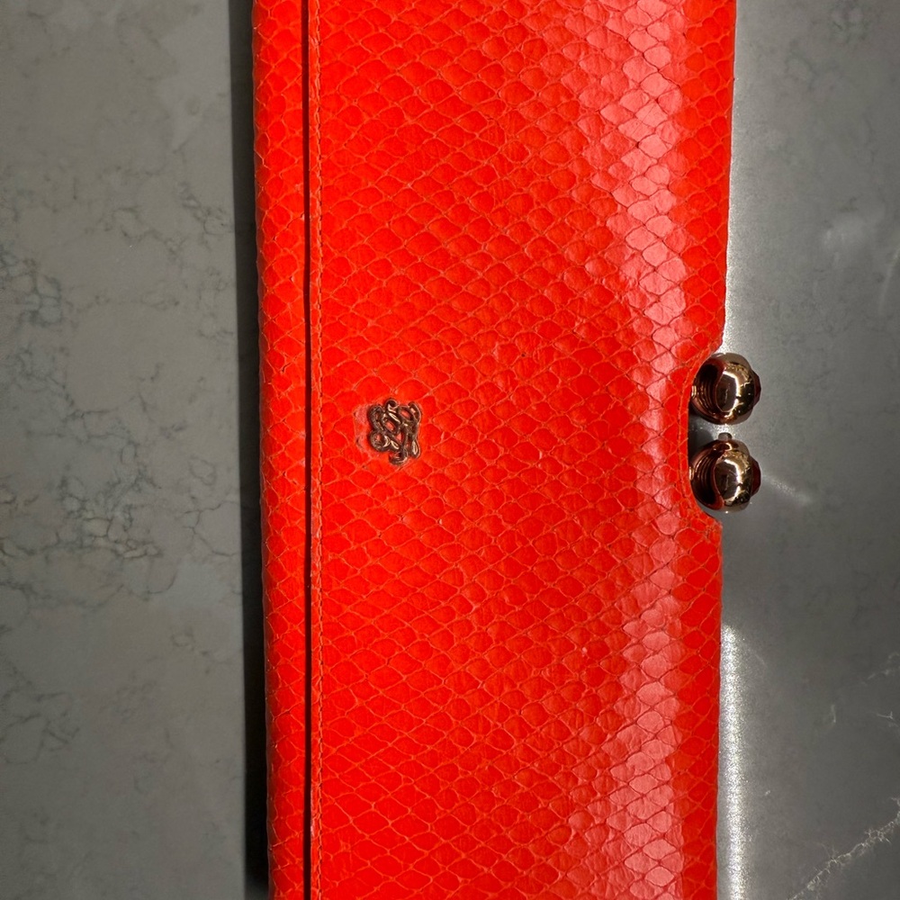 Ted Baker London Red Snakeskin Clutch with Gold Details